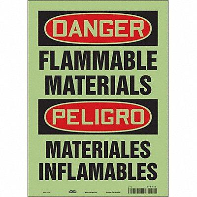 CONDOR 478H96 Safety Sign 14 inx10 in Glow Vinyl
