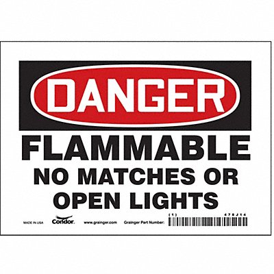 CONDOR 478J14 Safety Sign 5 in x 7 in Vinyl