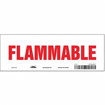 CONDOR 478J81 Safety Sign 3.5in x 10in Vinyl PK10