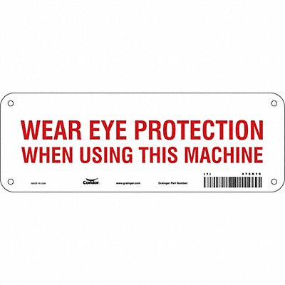 CONDOR 478K15 Safety Sign 3.5in x 10in Polyethylene