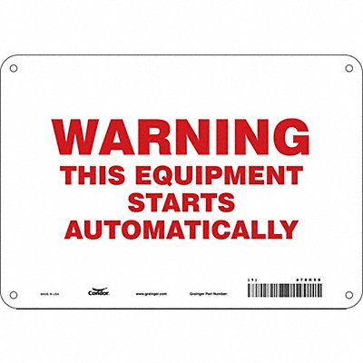 CONDOR 478K58 Safety Sign 7 in x 10 in Polyethylene
