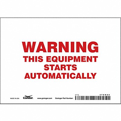 CONDOR 478K60 Safety Sign 5 in x 7 in Vinyl
