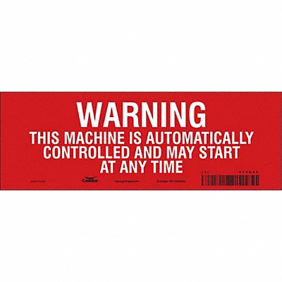 CONDOR 478K65 Safety Sign 3.5in x 10in Vinyl