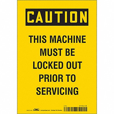 CONDOR 478L38 Safety Sign 10 inx7 in Vinyl
