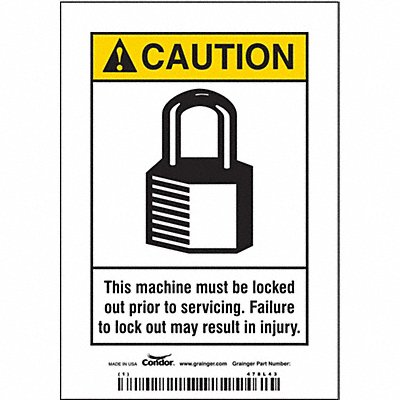 CONDOR 478L43 Safety Sign 5 inx3 1/2 in Vinyl