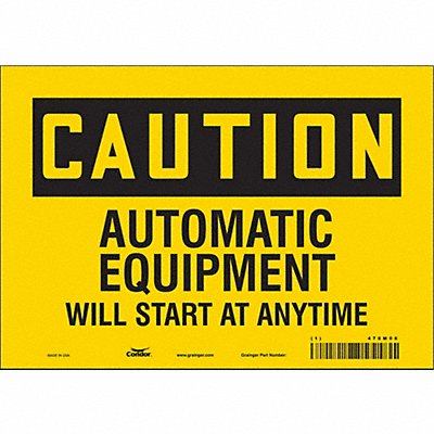 CONDOR 478M06 Safety Sign 7 in x 10 in Vinyl
