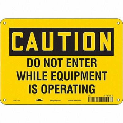 CONDOR 478M34 Safety Sign 7 in x 10 in Aluminum