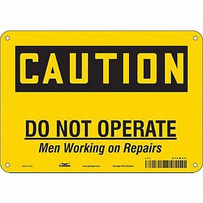 CONDOR 478M46 Safety Sign 7 in x 10 in Aluminum