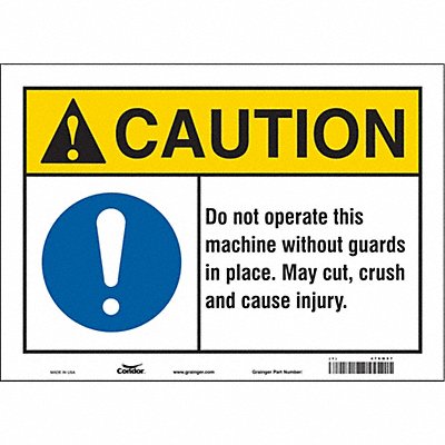 CONDOR 478M57 Safety Sign 10 in x 14 in Vinyl