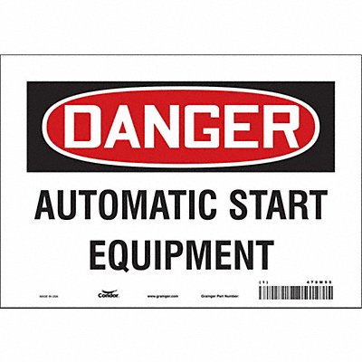 CONDOR 478M95 Safety Sign 7 in x 10 in Vinyl