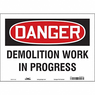 CONDOR 478N11 Safety Sign 10 in x 14 in Vinyl