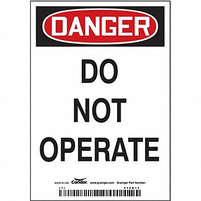 CONDOR 478N13 Safety Sign 10 inx14 in Magnetic Vinyl