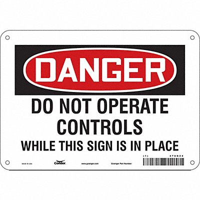 CONDOR 478N24 Safety Sign 7 in x 10 in Aluminum