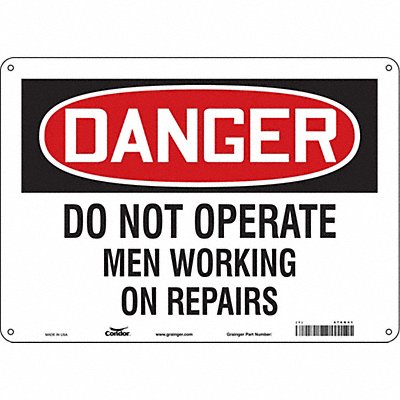CONDOR 478N41 Safety Sign 10 in x 14 in Aluminum