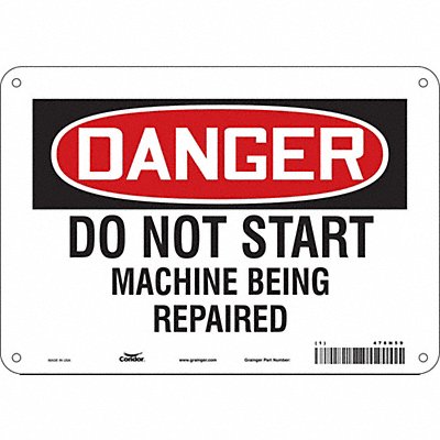 CONDOR 478N59 Safety Sign 7 in x 10 in Aluminum
