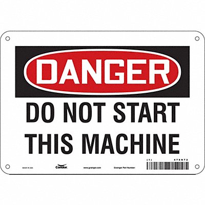 CONDOR 478N72 Safety Sign 7 in x 10 in Aluminum
