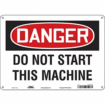 CONDOR 478N76 Safety Sign 10 in x 14 in Polyethylene