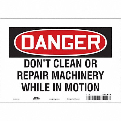 CONDOR 478N96 Safety Sign 7 inx10 in Vinyl