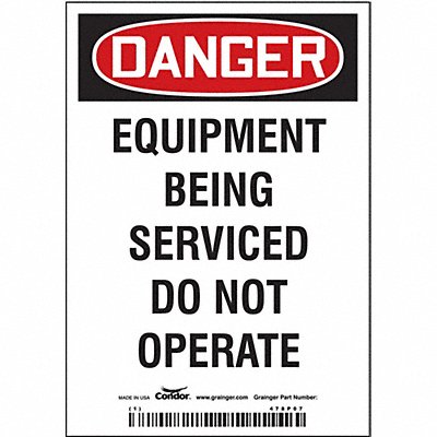 CONDOR 478P07 Safety Sign 5 inx3 1/2 in Vinyl