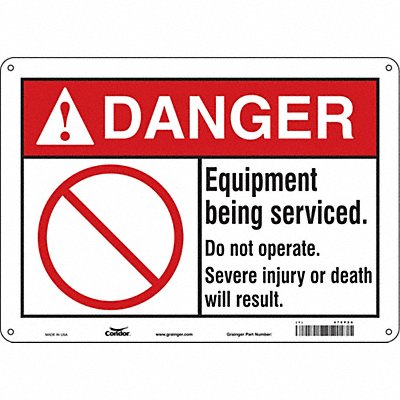 CONDOR 478P26 Safety Sign 10 in x 14 in Polyethylene