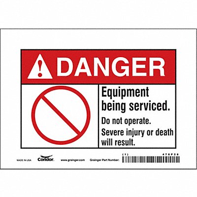 CONDOR 478P28 Safety Sign 5 in x 7 in Vinyl