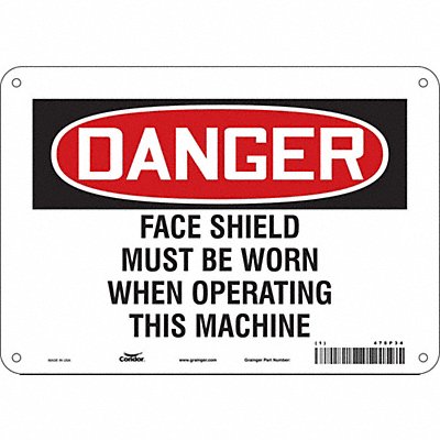 CONDOR 478P34 Safety Sign 7 in x 10 in Polyethylene
