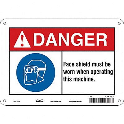 CONDOR 478P38 Safety Sign 7 in x 10 in Aluminum