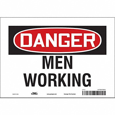 CONDOR 478P60 Safety Sign 7 in x 10 in Vinyl