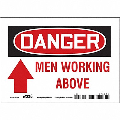 CONDOR 478P79 J6936 Safety Sign 5 in x 7 in Vinyl