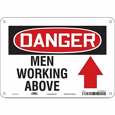 CONDOR 478P82 Safety Sign 7 in x 10 in Aluminum