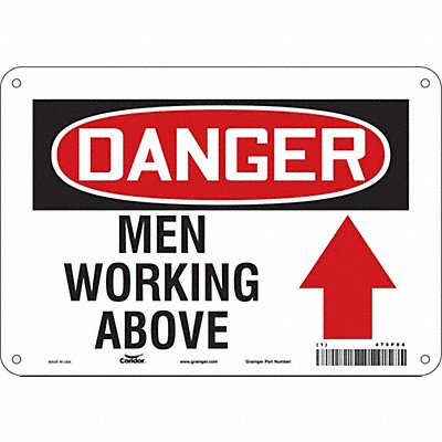 CONDOR 478P84 Safety Sign 7 inx10 in Polyethylene