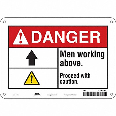 CONDOR 478R04 Safety Sign 7 in x 10 in Aluminum