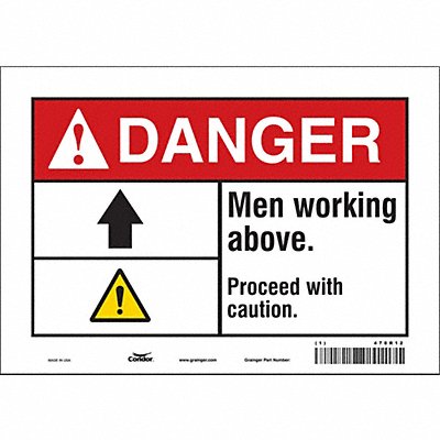 CONDOR 478R12 Safety Sign 7 in x 10 in Vinyl
