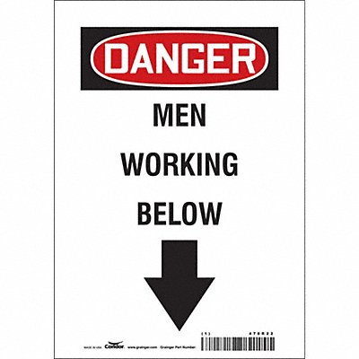 CONDOR 478R22 Safety Sign 10 in x 7 in Vinyl