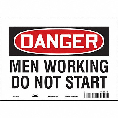 CONDOR 478R35 Safety Sign 7 in x 10 in Vinyl