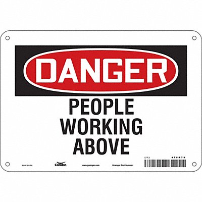 CONDOR 478R79 Safety Sign 7 in x 10 in Aluminum