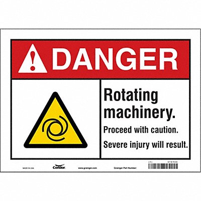 CONDOR 478T06 Safety Sign 10 inx14 in Vinyl
