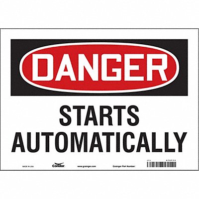 CONDOR 478T13 Safety Sign 10 in x 14 in Vinyl
