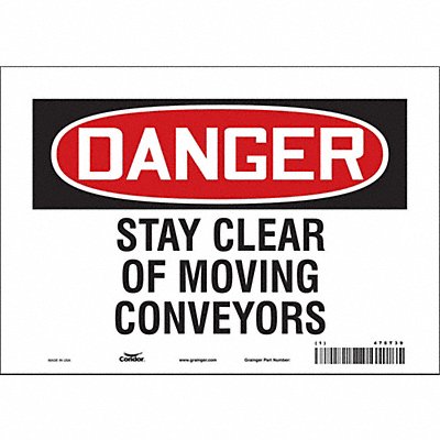 CONDOR 478T39 Safety Sign 7 in x 10 in Vinyl