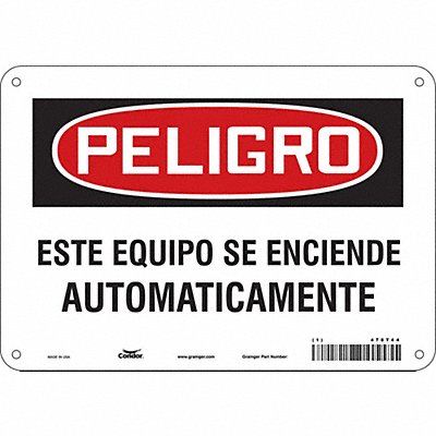 CONDOR 478T44 Safety Sign 7 in x 10 in Polyethylene