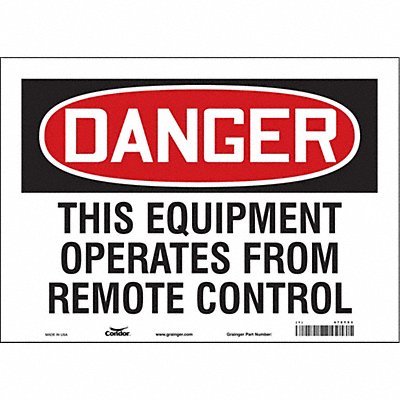 CONDOR 478T53 Safety Sign 10 inx14 in Vinyl