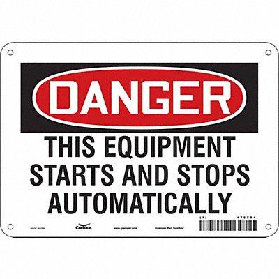 CONDOR 478T54 Safety Sign 7 in x 10 in Aluminum