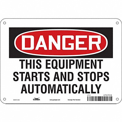 CONDOR 478T56 Safety Sign 7 in x 10 in Polyethylene