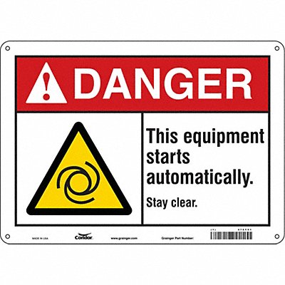 CONDOR 478T91 Safety Sign 10 inx14 in Aluminum