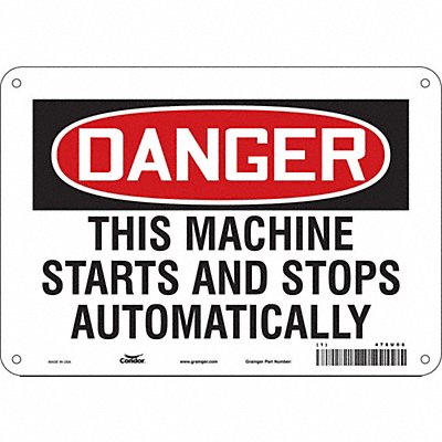 CONDOR 478U06 Safety Sign 7 in x 10 in Aluminum