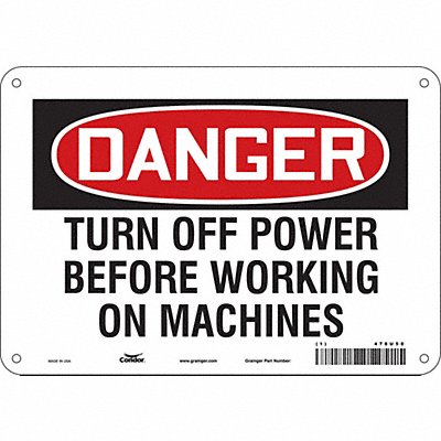 CONDOR 478U50 Safety Sign 7 in x 10 in Polyethylene