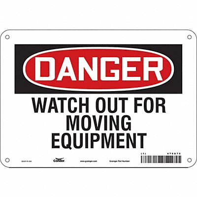 CONDOR 478U75 Safety Sign 7 in x 10 in Aluminum