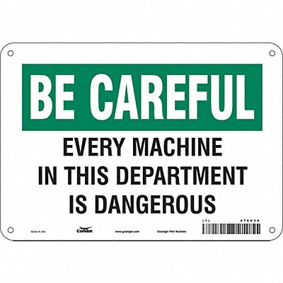 CONDOR 478V38 Safety Sign 7 in x 10 in Aluminum