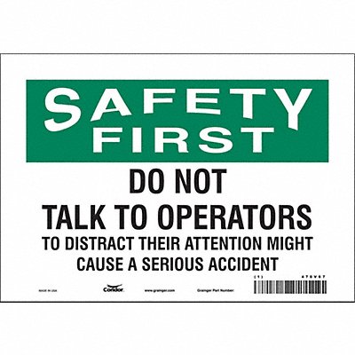 CONDOR 478V67 Safety Sign 7 in x 10 in Vinyl