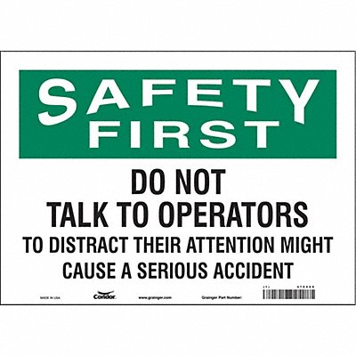CONDOR 478V68 Safety Sign 10 in x 14 in Vinyl